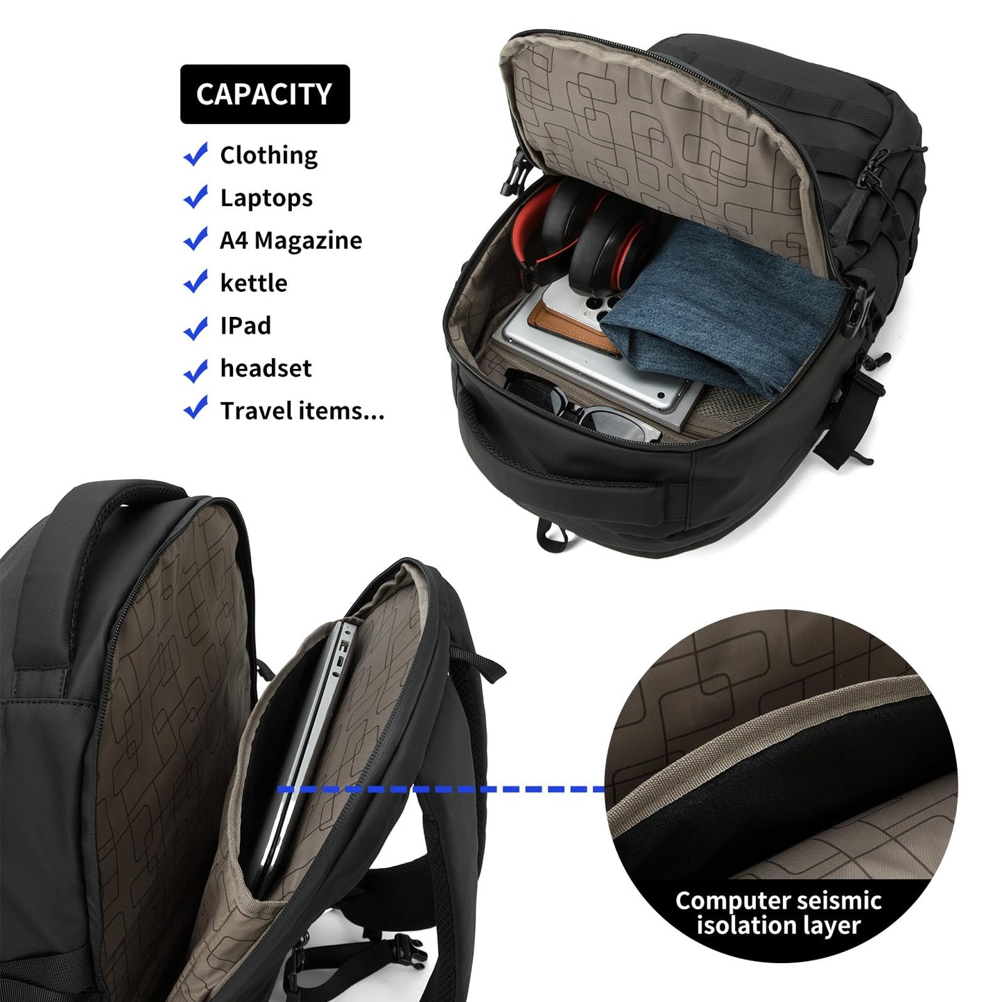 Wotony Military tactical backpack, backpack for men black small tactical assault bag