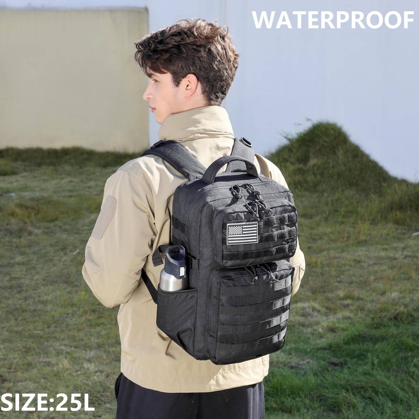 Military Tactical Backpack for Men Waterproof Daypack 3 Day Assault Pack Molle Bag with Water Bottle Holder