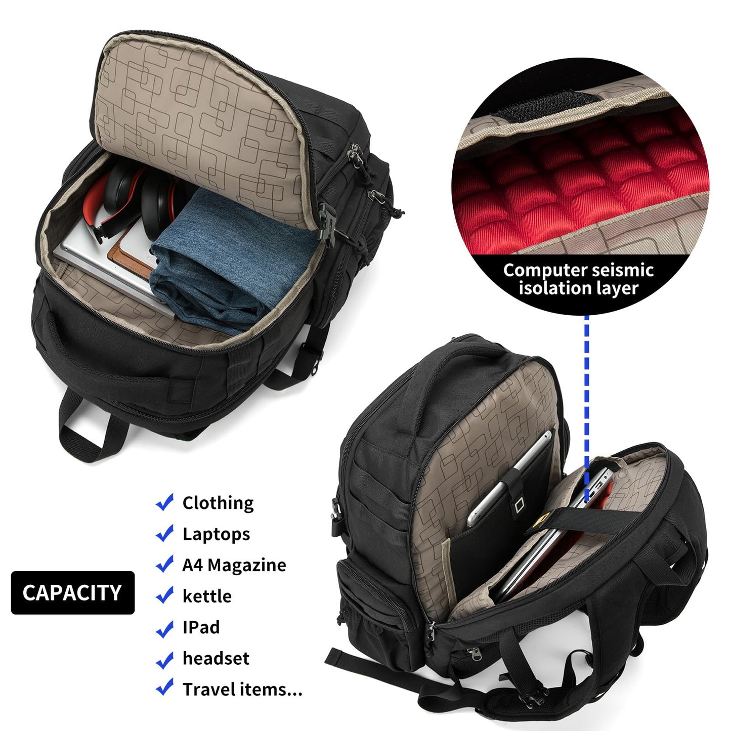 Wotony Military tactical backpack, backpack for men black small tactical assault bag