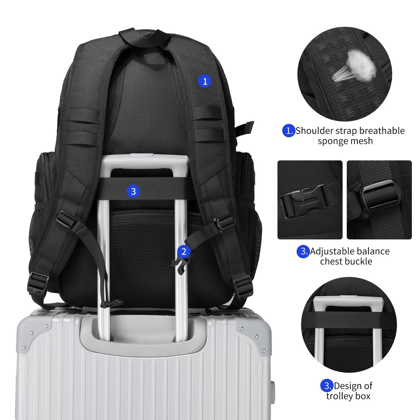 Wotony Military tactical backpack, backpack for men black small tactical assault bag