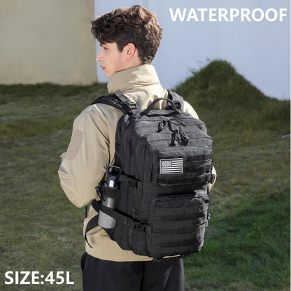 Military Tactical Backpack for Men Waterproof Daypack 3 Day Assault Pack Molle Bag with Water Bottle Holder