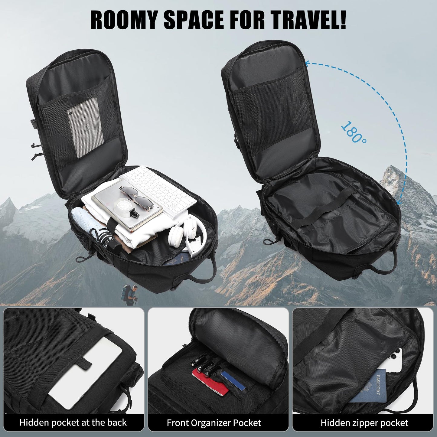 Military Tactical Backpack for Men Waterproof Daypack 3 Day Assault Pack Molle Bag with Water Bottle Holder