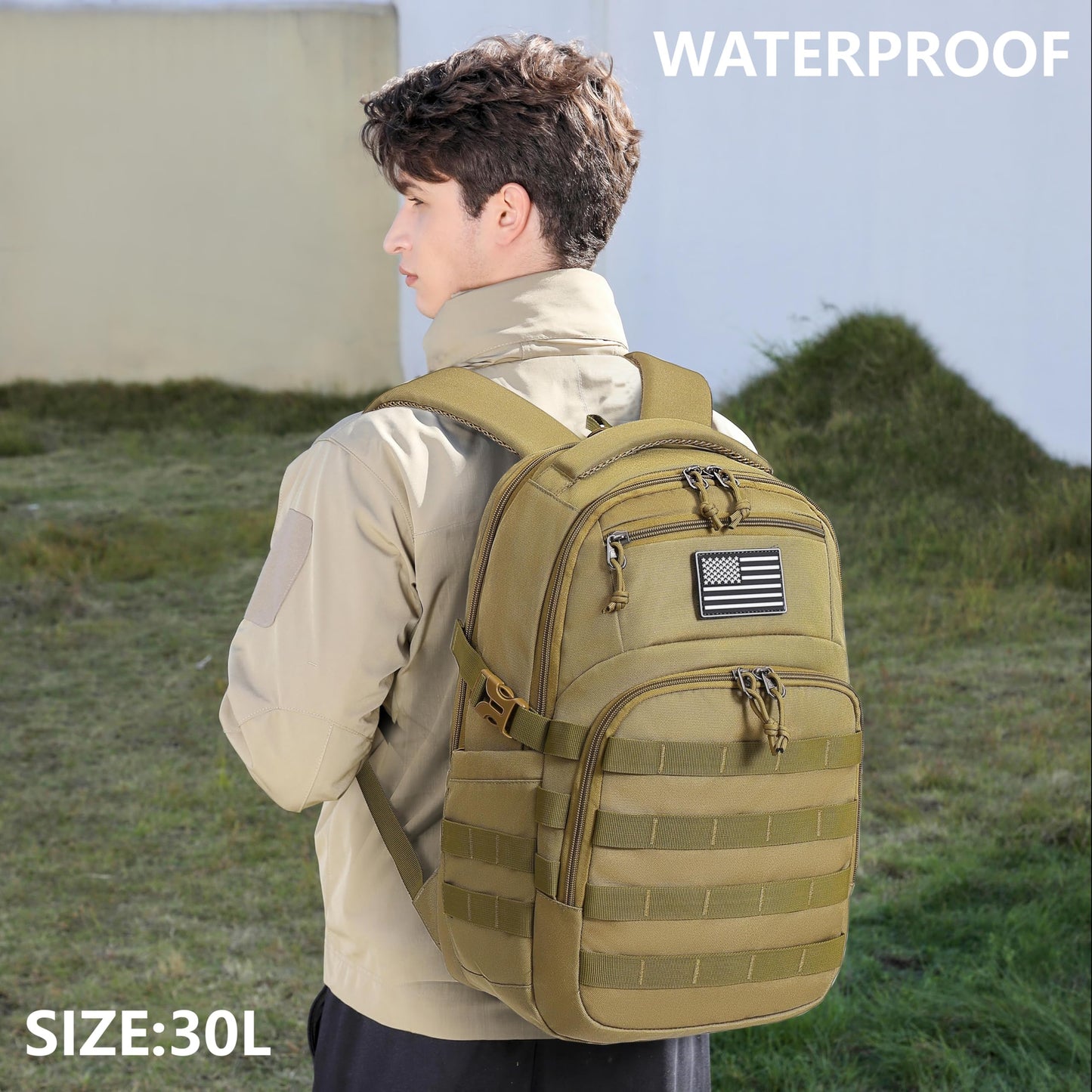 Wotony Military tactical backpack, backpack for men black small tactical assault bag