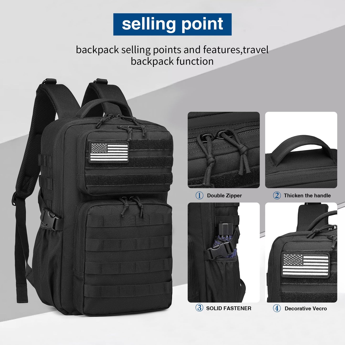 Military Tactical Backpack for Men Waterproof Daypack 3 Day Assault Pack Molle Bag with Water Bottle Holder