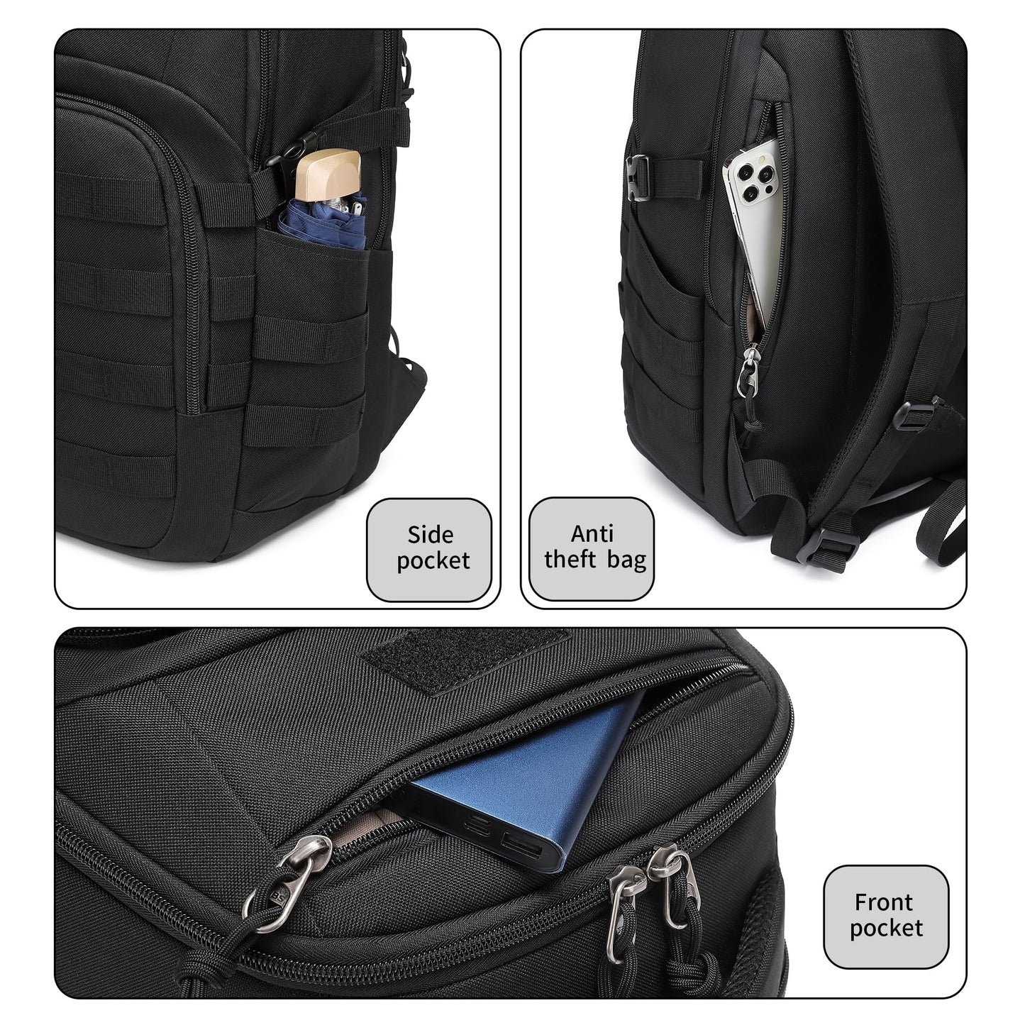 Wotony Military tactical backpack, backpack for men black small tactical assault bag